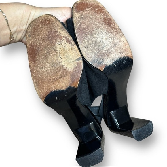 STUART WEITZMAN Vintage Block Heels Slingback Slide Sandal Shoe Black Sz. 8 - Picture 5 of 6